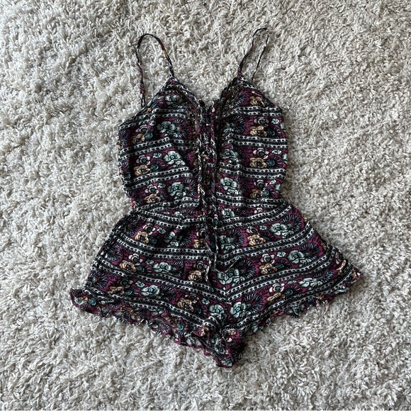 Burgundy boho romper in xs - Picture 1 of 4